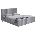Light Colored Velvet Double Bed With Vertical Tufted Headboard And Modern Design 3d model