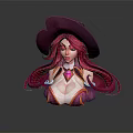 Witch Character With Long Pink Hair Purple Hat And Heart Gem