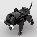 Black Mechanical Beast Building Blocks Model with Sharp Claws and Detachable Tail Design 3d model