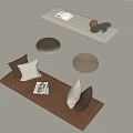 Neutral Home Decor Elements With Cushions Pillows Woven Round Mats And Long Mat