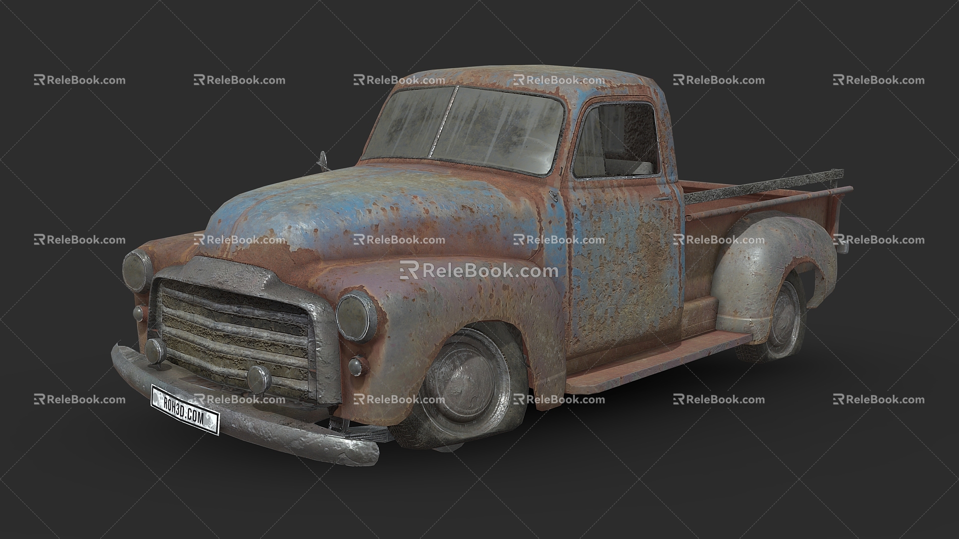 Abandoned car GMC 9300 pickup scrapped car pickup 3d model