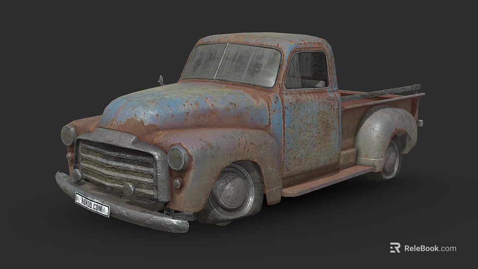 Vintage Rusty Classic Truck With Old Weathered Exterior And Retro Design Elements 3d model 