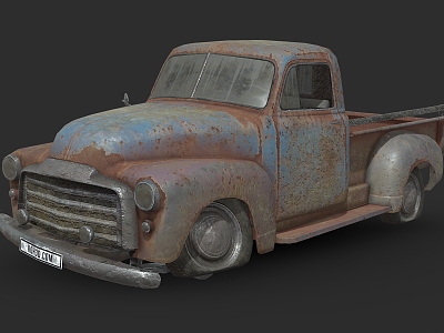 Abandoned car GMC 9300 pickup scrapped car pickup 3d model