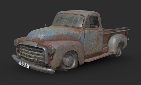 Abandoned car GMC 9300 pickup scrapped car pickup 3d model