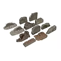 Various Weathered Stone Architectural Components With Different Textures And Shapes