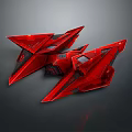 Two Red Sci Fi Vehicles Featuring Geometric Sharp Edges And Glossy Exterior 3d model