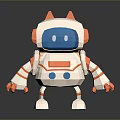Low Poly Robot Character With White Blue Orange Design For Game And Animation Projects 3d model