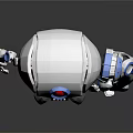 Mechanical Robot Character With White Blue Accents And Red Circular Eye