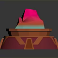 3D Scene Component With Pink Top Blue Green Flowing Area And Orange Pink Base