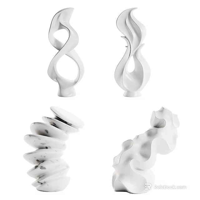 Unique White Ceramic Vessels With Modern Artistic Design For Home Decor 3d model 