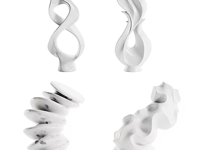 Unique White Ceramic Vessels With Modern Artistic Design For Home Decor 3d model