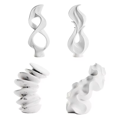 Unique White Ceramic Vessels With Modern Artistic Design For Home Decor 3d model