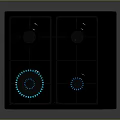 Modern Gas Cooktop With Four Burners Blue Flame And Control Knobs 3d model