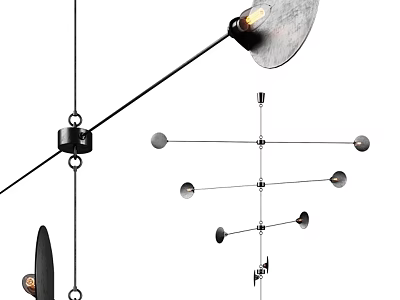 Modern Chandelier with Geometric Metal Structure Multiple Arms and Glass Shades for Contemporary Interior Decor 3d model