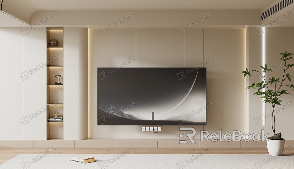 Modern TV Background Wall Cream Style TV Background Wall TV Cabinet TV model