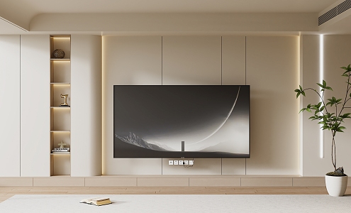 Modern TV Background Wall Cream Style TV Background Wall TV Cabinet TV 3d model