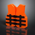 Durable Water Safety Essential Orange Life Jacket With Black Straps 3d model