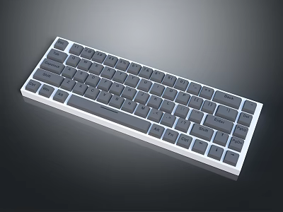 Modern Slim Computer Keyboard With White Frame Gray Keys And Compact Design 3d model