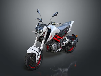 Stylish White Motorcycle With Red Frame Accents And Black Sporty Seat Design 3d model