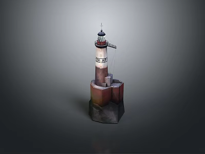 Decorative Lighthouse Figurine For Home Decoration With White And Brown Design 3d model