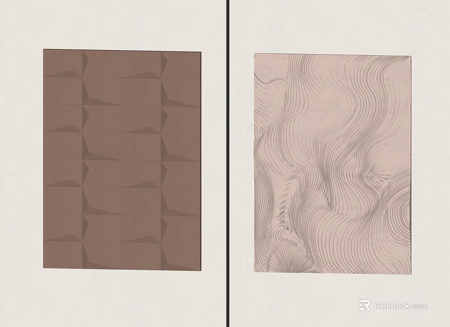 Modern Brown and Beige Wall Art with Geometric Patterns and Wavy Textures Design 3d model