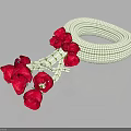 White Woven Fashion Accessory With Red Flower Decorations For Stylish Clothing