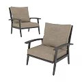 Outdoor Sofa Set With Beige Cushions Black Metal Frame And Coffee Table
