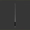 Sharp Metal Weapon Knife With Long Black Handle And Perforated Blade Design