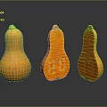 Three Shiny Orange Pumpkins Whole And Sliced Displaying Seeds As Household Items With Reflection