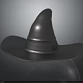 Silver Metallic Wizard Hat With Pointed Top And Wide Brim Design 3d model