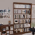 Elegant Study Room Interior With Large Bookshelves Green Armchair And Decorative Wall Art