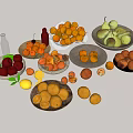 Vibrant Fresh Assorted Fruits Different Types in Colorful Plates and Scattered