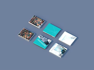 Various Designed Books Magazines With Different Covers Colors Camouflage Geometric And Minimalist Patterns 3d model