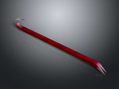 Red Long Spiked Tool With Sharp Ends On Gray Background 3d model