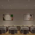 Beauty Salon Interior With Treatment Beds Decorative Posters Wooden Flooring And Soft Lighting