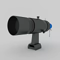 High Quality Black Telescope With Blue Component On Stable Stand 3d model