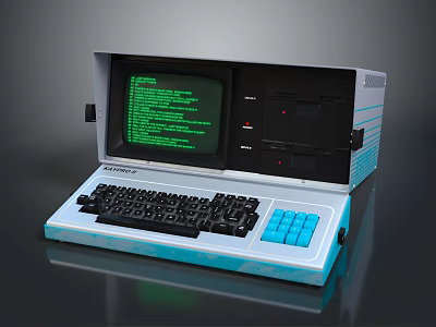 Vintage Computer System with Retro Monitor Keyboard and Compact Case Design 3d model