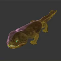 Realistic 3D Model Of Red Brown Salamander Like Creature With Sharp Teeth And Prominent Eyes
