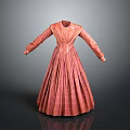 Elegant Pink Pleated Long Sleeve Dress With Checkered Pattern For Daily Lifestyle Use
