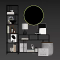 Modern Storage Shelf With Books Decorative Items And Table Lamp 3d model