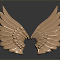 Metallic Golden Wing Shaped Wall Decor With Elegant Design For Home Interior
