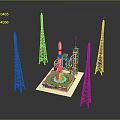 Modern Rocket On Launch Platform With Surrounding Tall Towers And High-Rise Buildings