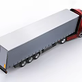 Red IVECO Modern Truck Featuring Grey Cargo Trailer And Cab Design