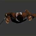 3D Character Model With White Tank Top Plaid Skirt Sandals Machete And Tattoos