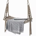 Cozy Woven Rope Hanging Chair With Plaid Blanket And Soft Cushion