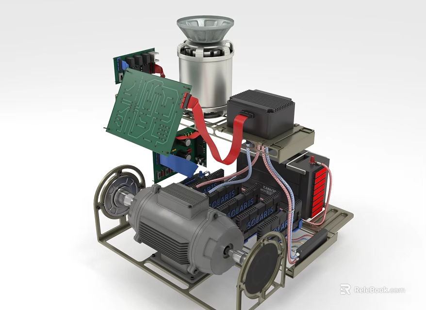 Mechanical Assembly With Motor Circuit Board And Components 3d model