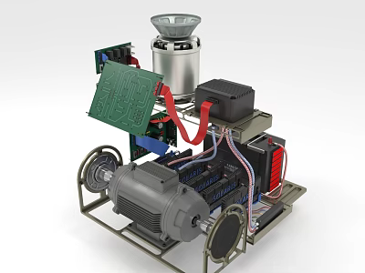 Mechanical Assembly With Motor Circuit Board And Components 3d model