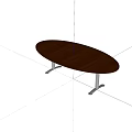 Oval Office Conference Table With Wooden Top And Silver Metal Legs Design