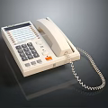 Classic White Retro Landline Phone Featuring Digital Keypad Display Screen And Coiled Cord