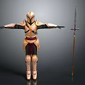 Medieval Sword Displayed With Golden Armored Figure And Outstretched Arms